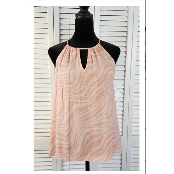 NWT Nine West Halter Top Blouse Blush Pink Flowy Keyhole Size S/XS - Picture 1 of 10